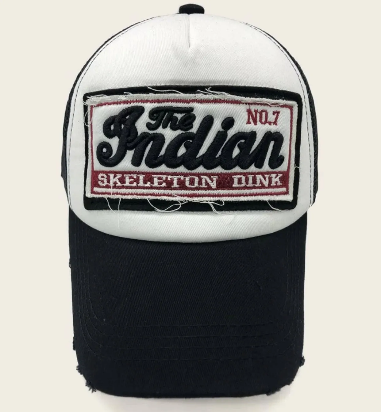 Men’s letter patched raw hem mesh baseball cap