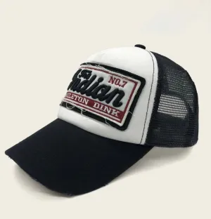 Men’s letter patched raw hem mesh baseball cap