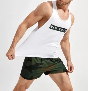 Men’s letter sports tank top with camo shorts set