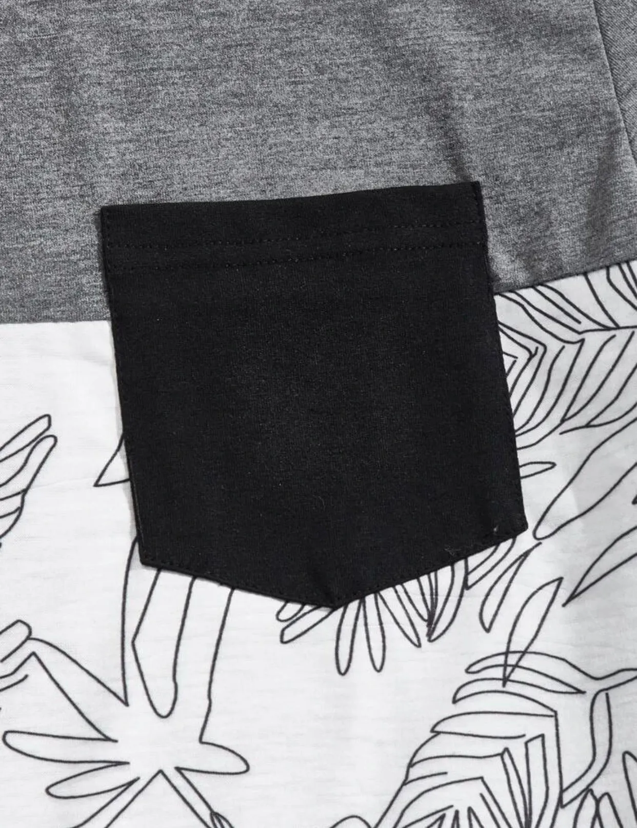 Men’s plant print color block tee with lounge shorts