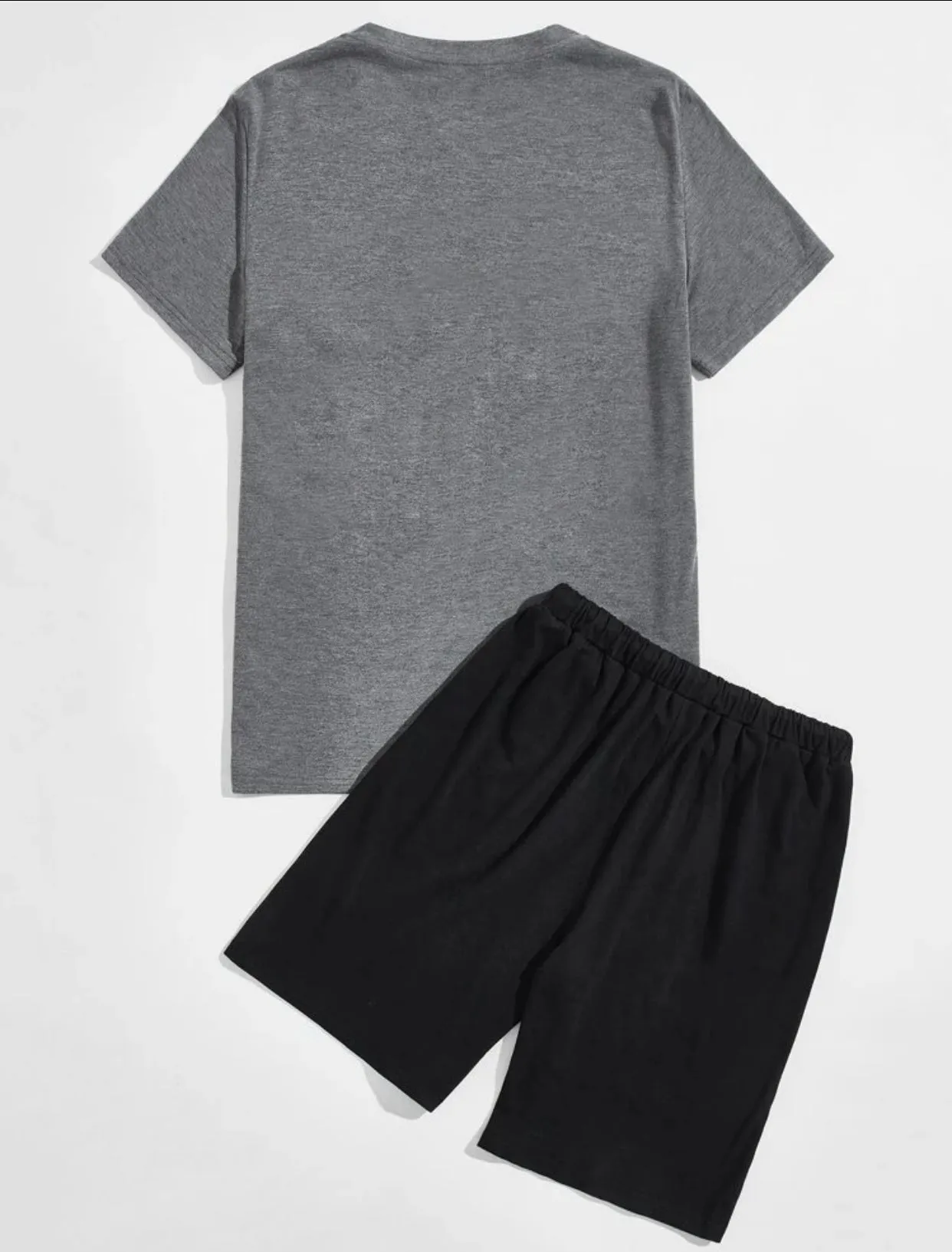 Men’s plant print color block tee with lounge shorts