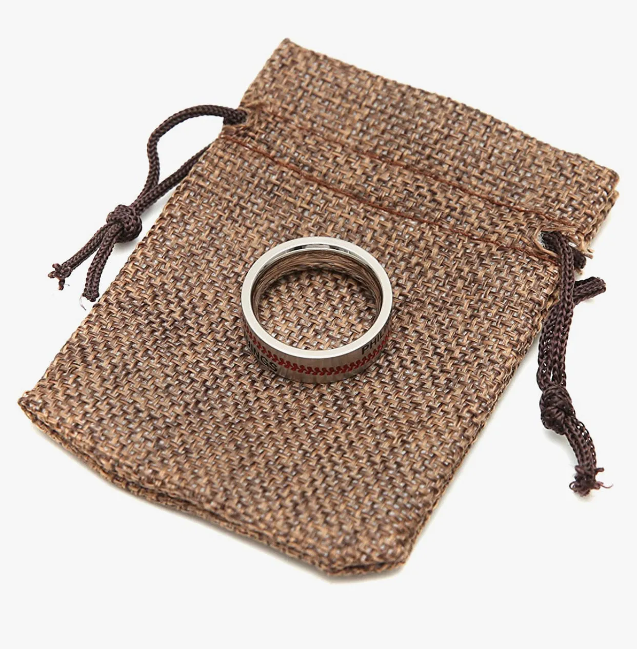 Men’s red stitching “I can do all things” baseball ring