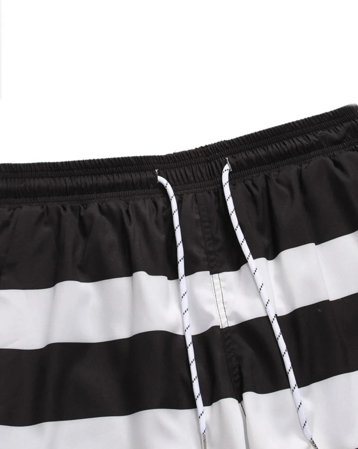 Men’s striped drawstring waist swim trunks