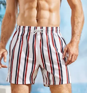 Men’s striped print swim trunks