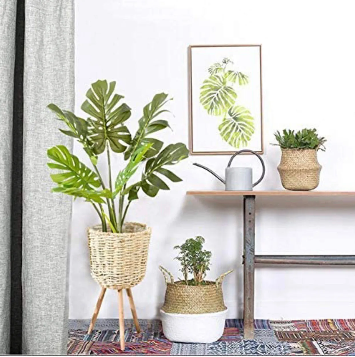 Modern Basket rattan plant stand