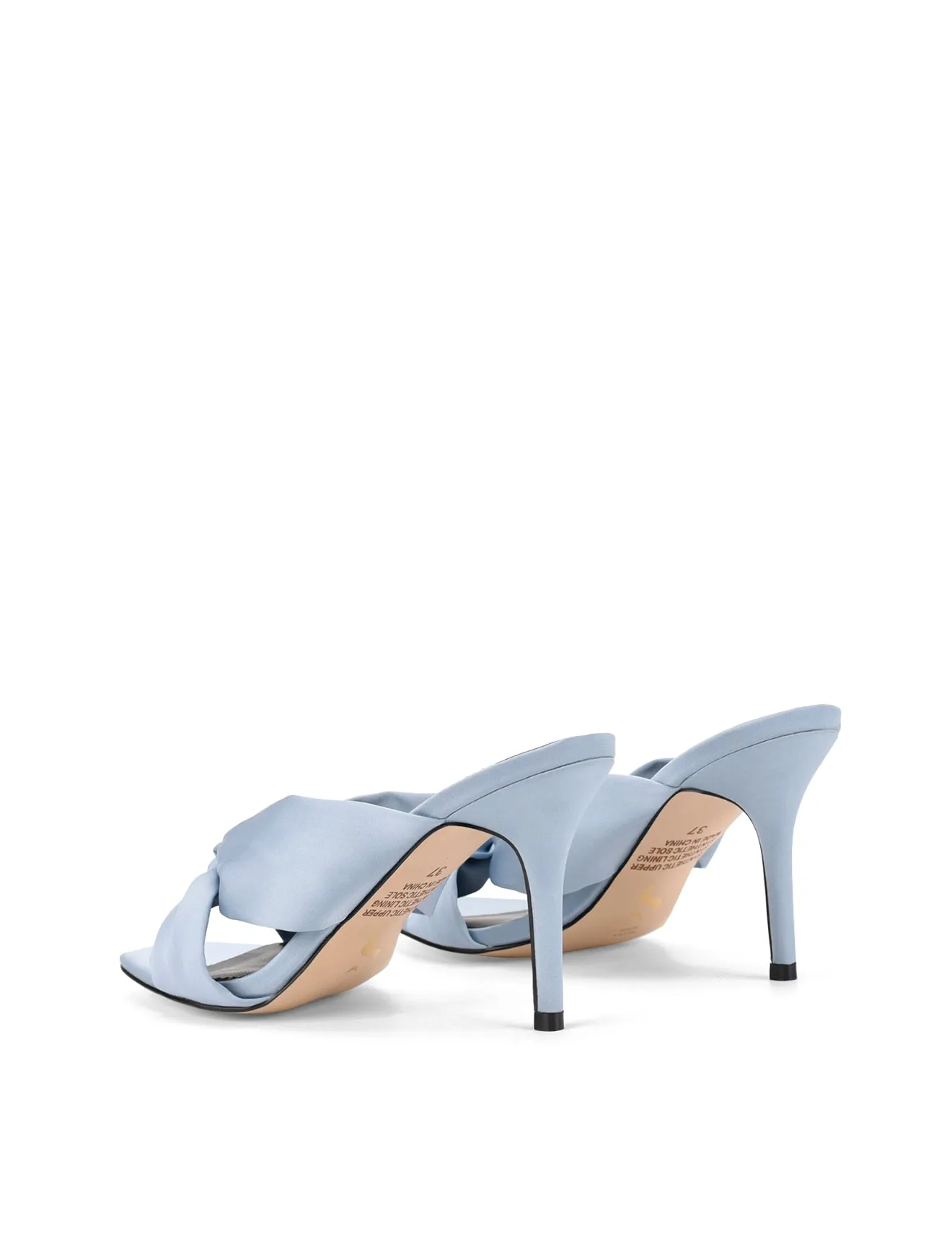 Nicola Satin Knot Mules - Blue Satin