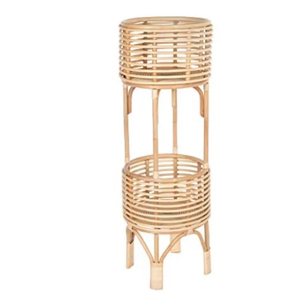 Rattan Indoor Two-Tier Plant Stand, Natural Planter, Large, Brown
