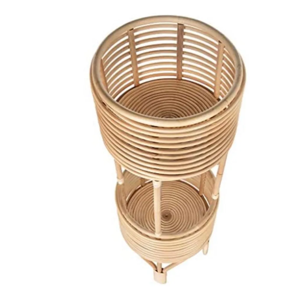 Rattan Indoor Two-Tier Plant Stand, Natural Planter, Large, Brown