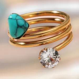 Rhinestone decor gold plated ring