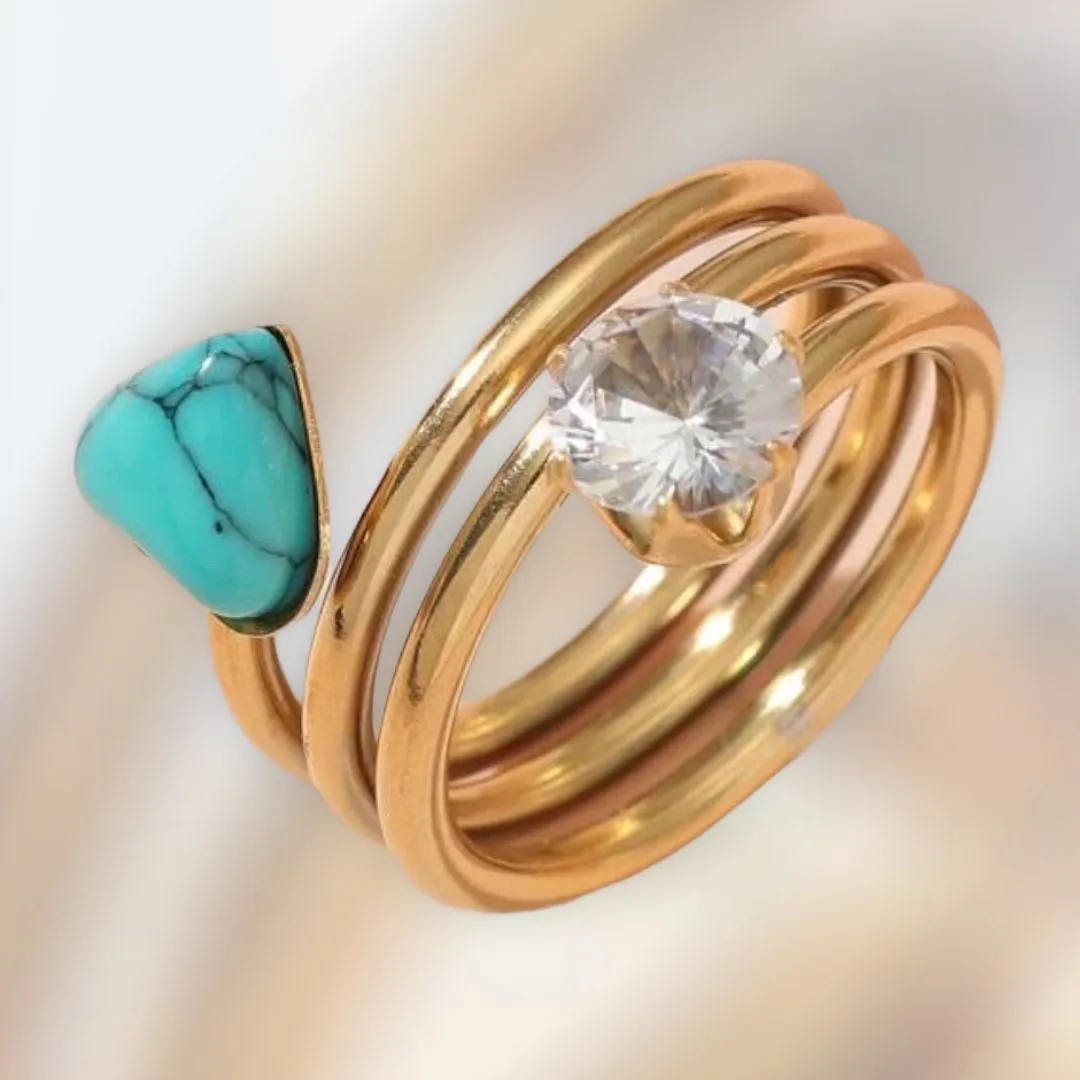 Rhinestone decor gold plated ring