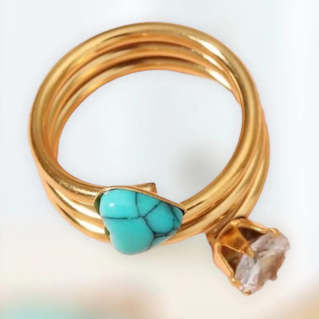 Rhinestone decor gold plated ring