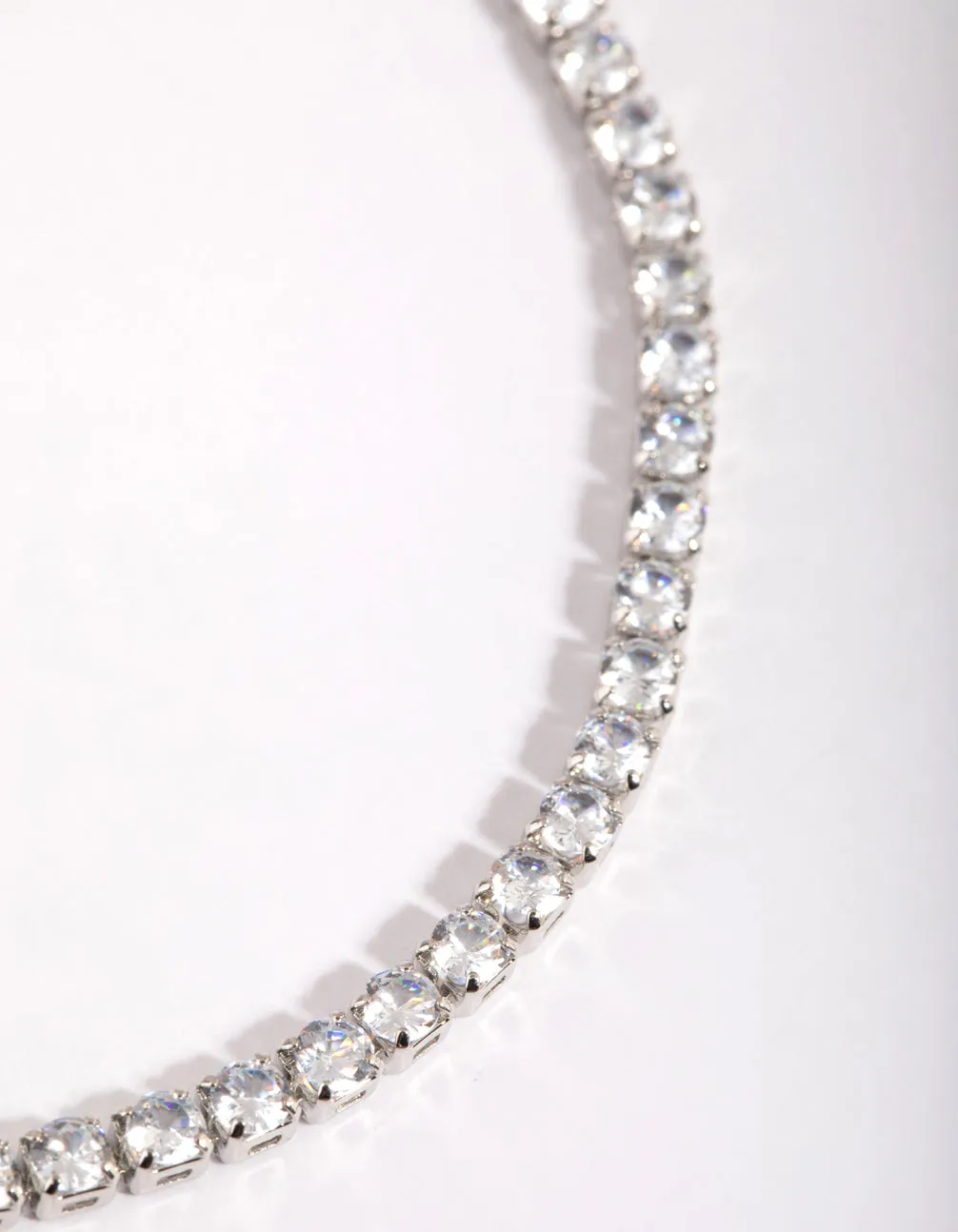 Rhodium Cubic Zirconia Tennis Anklet