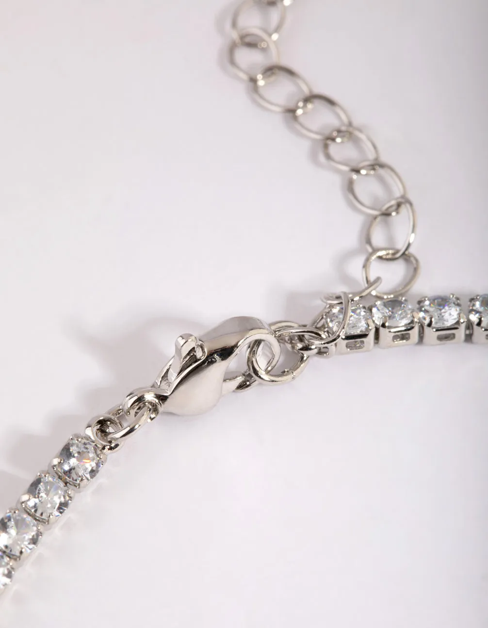 Rhodium Cubic Zirconia Tennis Anklet