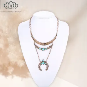 Rose gold composite turquoise statement necklace