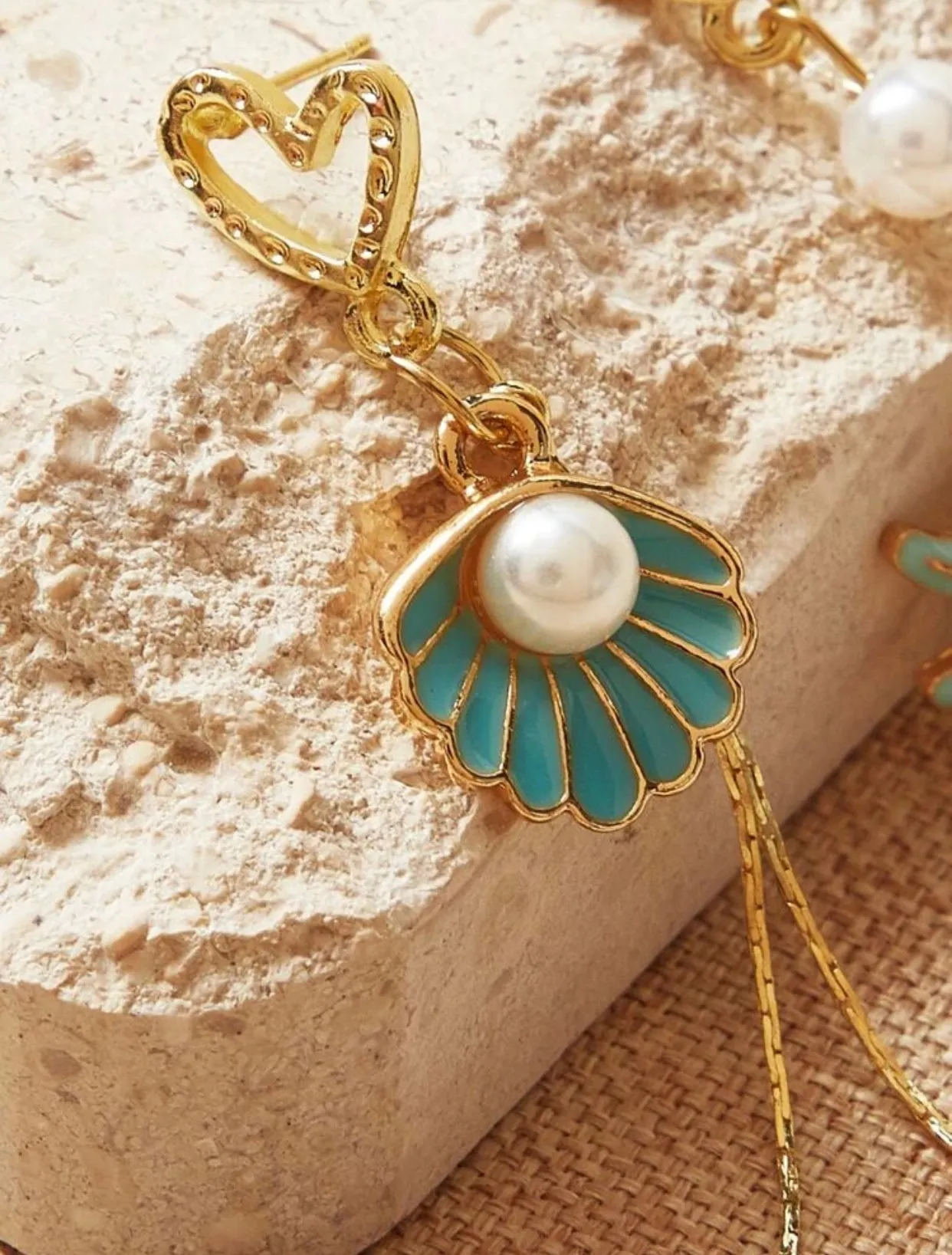 Shell and starfish drop earrings
