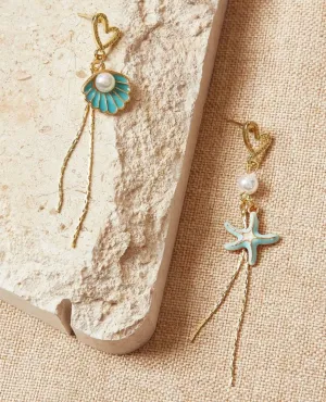 Shell and starfish drop earrings