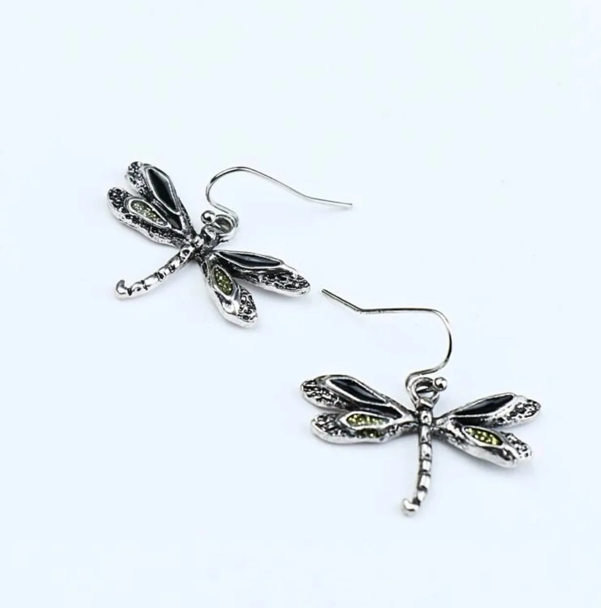 Silver plated dragonfly earrings
