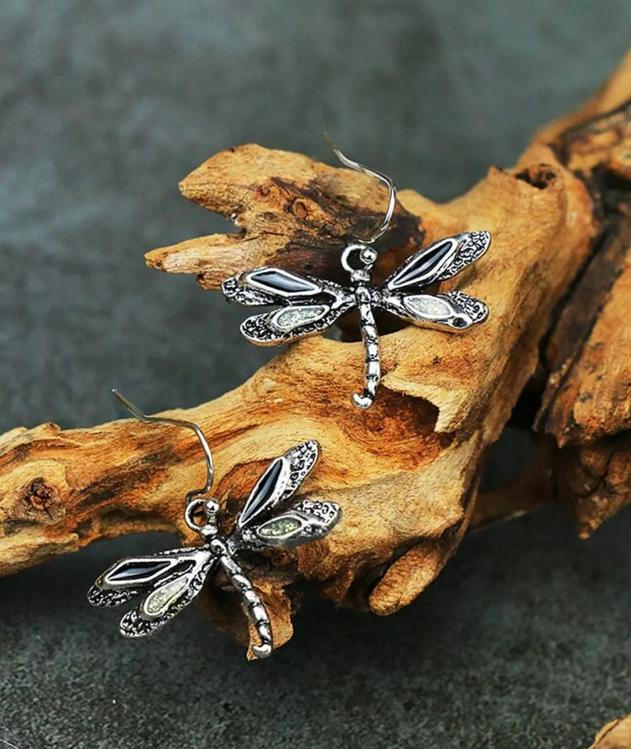 Silver plated dragonfly earrings