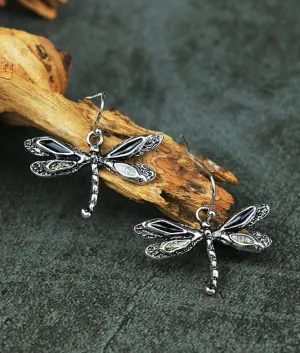 Silver plated dragonfly earrings