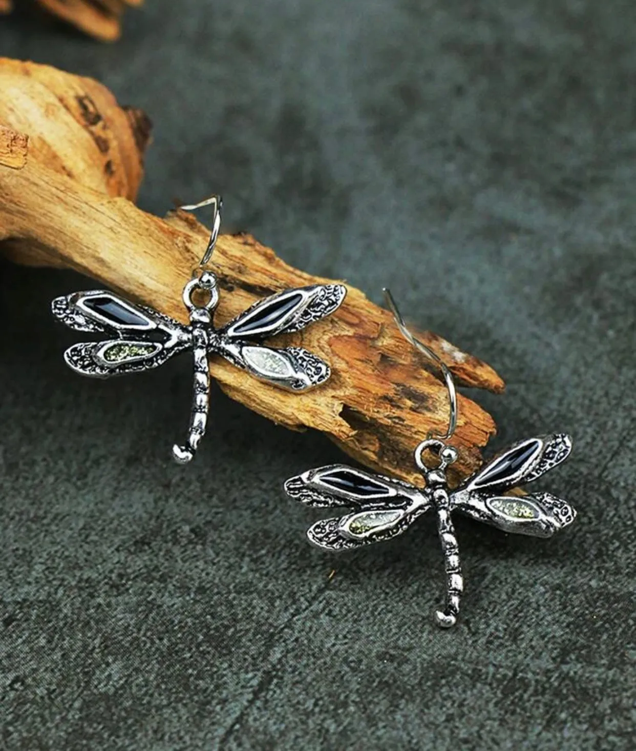 Silver plated dragonfly earrings
