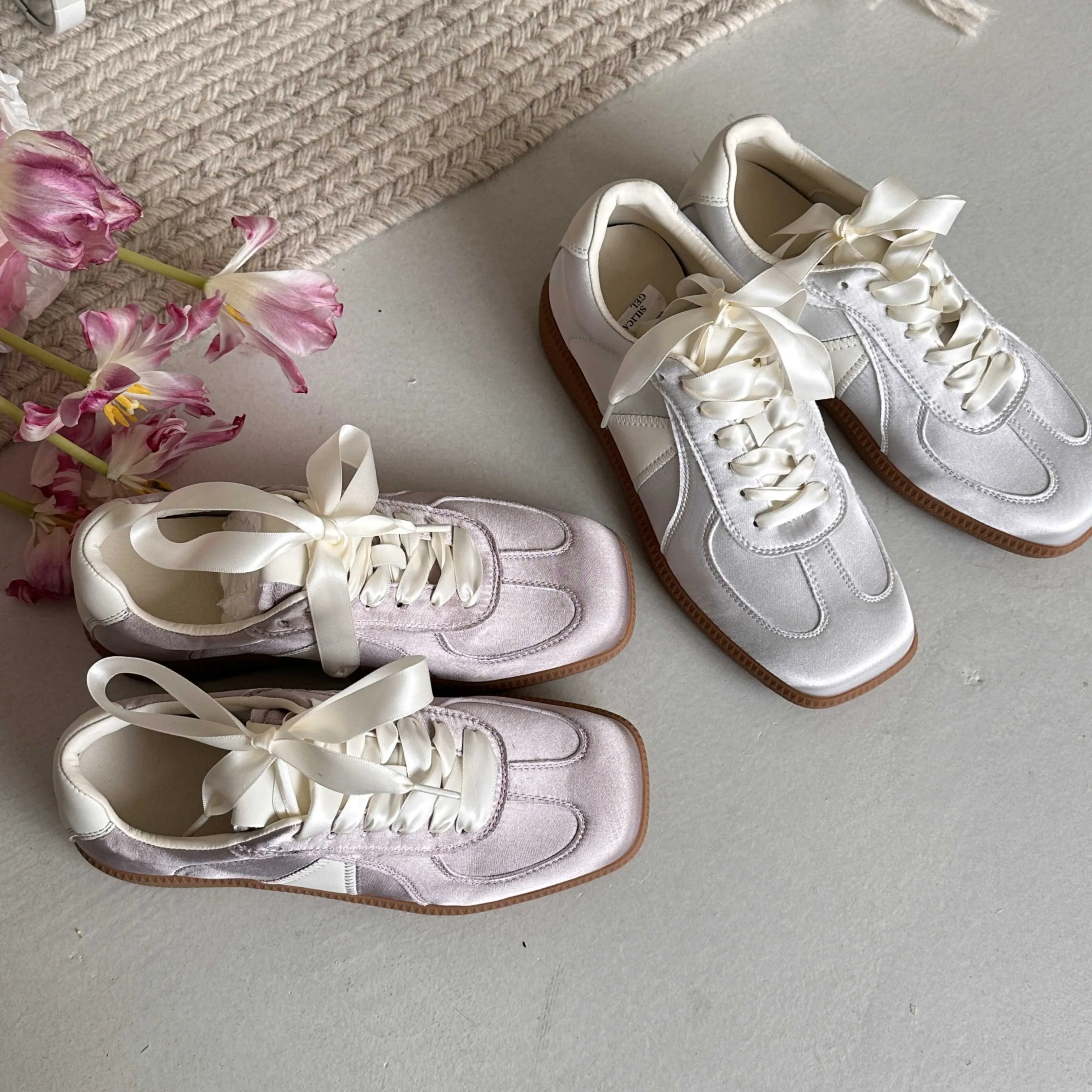 Square toe satin ballet fairy spring and summer versatile casual shoes