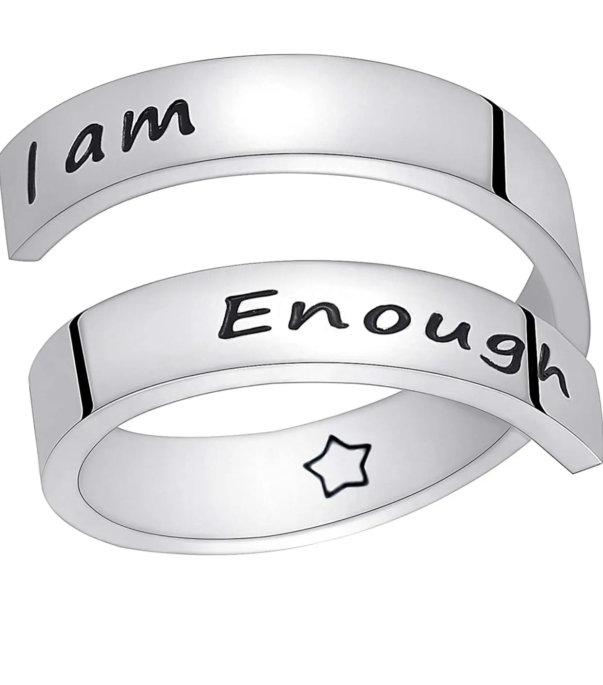 Stainless steel engraved inspirational ring