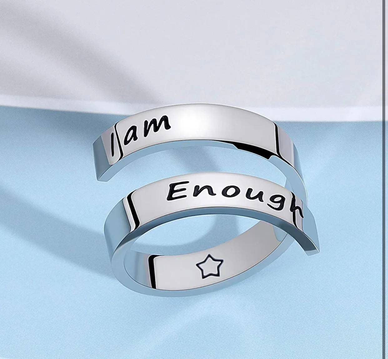 Stainless steel engraved inspirational ring