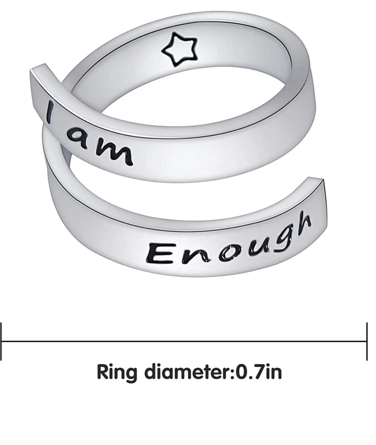 Stainless steel engraved inspirational ring
