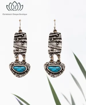 Stone decor geometric dangle earrings