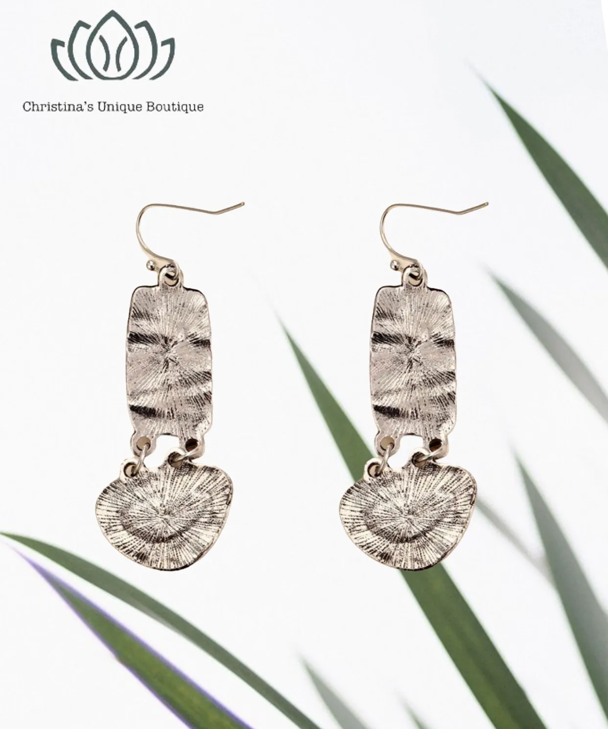 Stone decor geometric dangle earrings