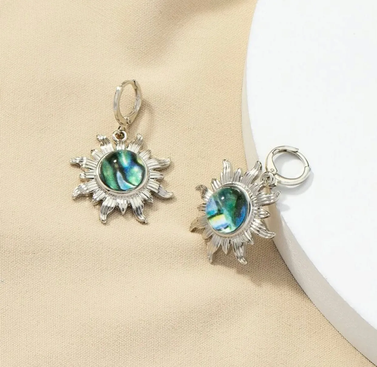 Sunflower design drop earrings