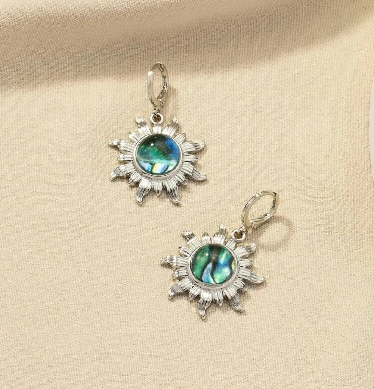 Sunflower design drop earrings