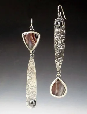 Textured metal geometric drop earrings
