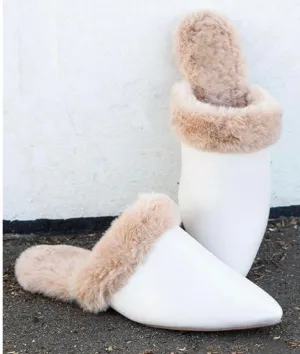 The Eskimo Flates: Pleather Fur Lined Mules