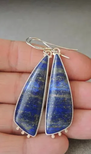 Triangle natural shaped vintage style handmade dangle earrings