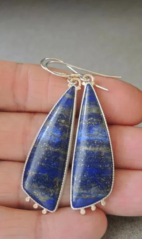 Triangle natural shaped vintage style handmade dangle earrings