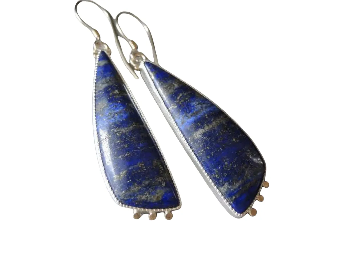 Triangle natural shaped vintage style handmade dangle earrings