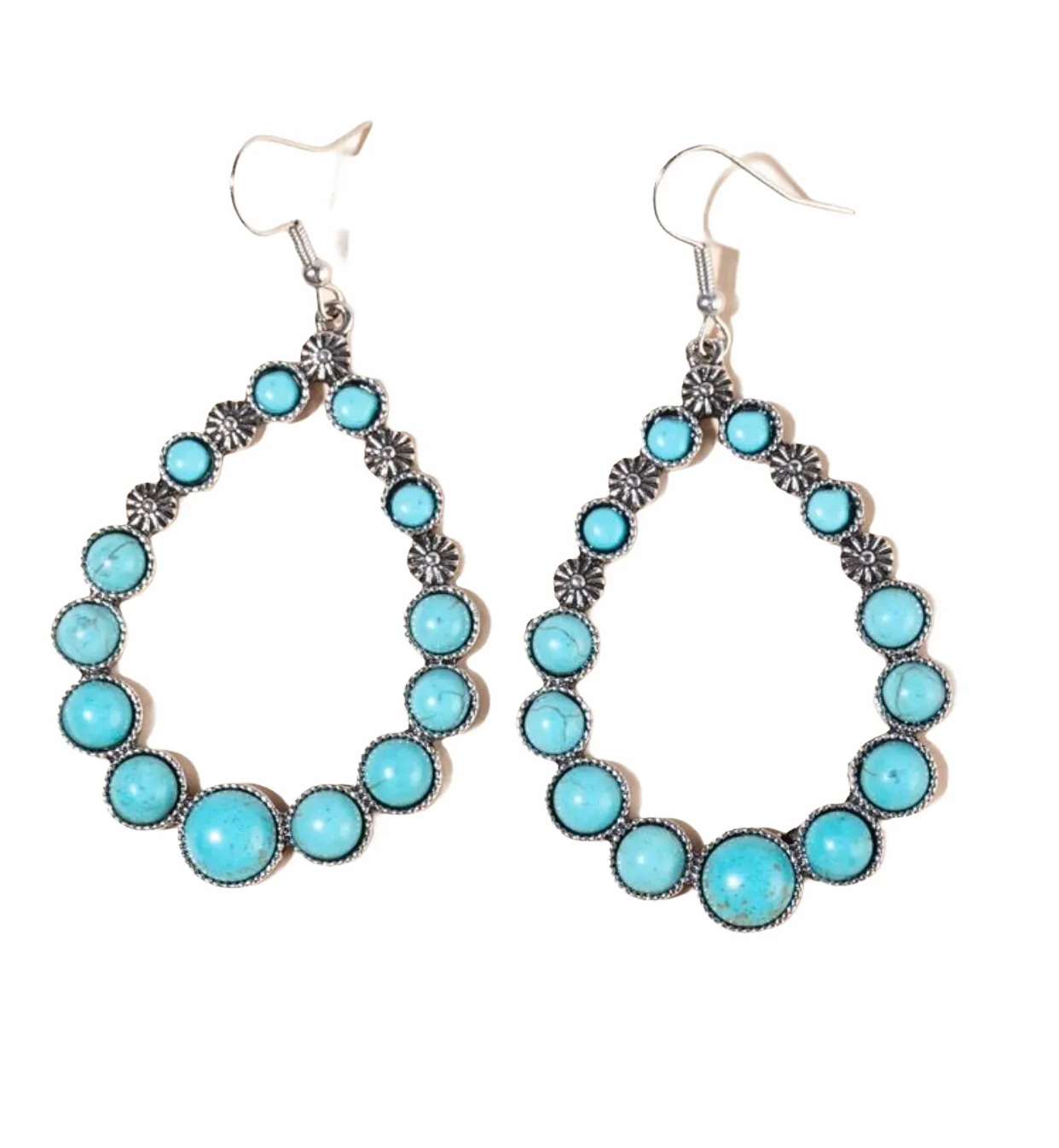Turquoise decor hoop earrings