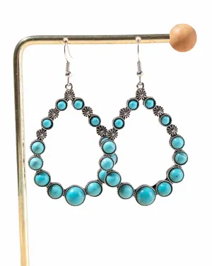 Turquoise decor hoop earrings