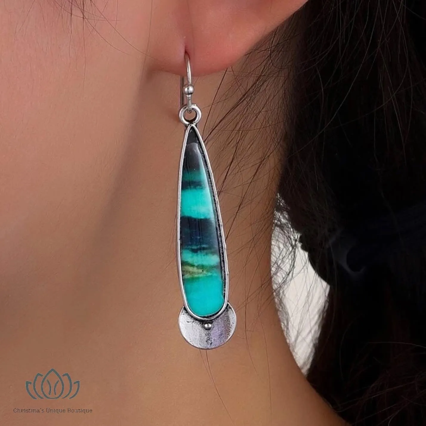 Turquoise inspired water drop  shaped dangle earrings