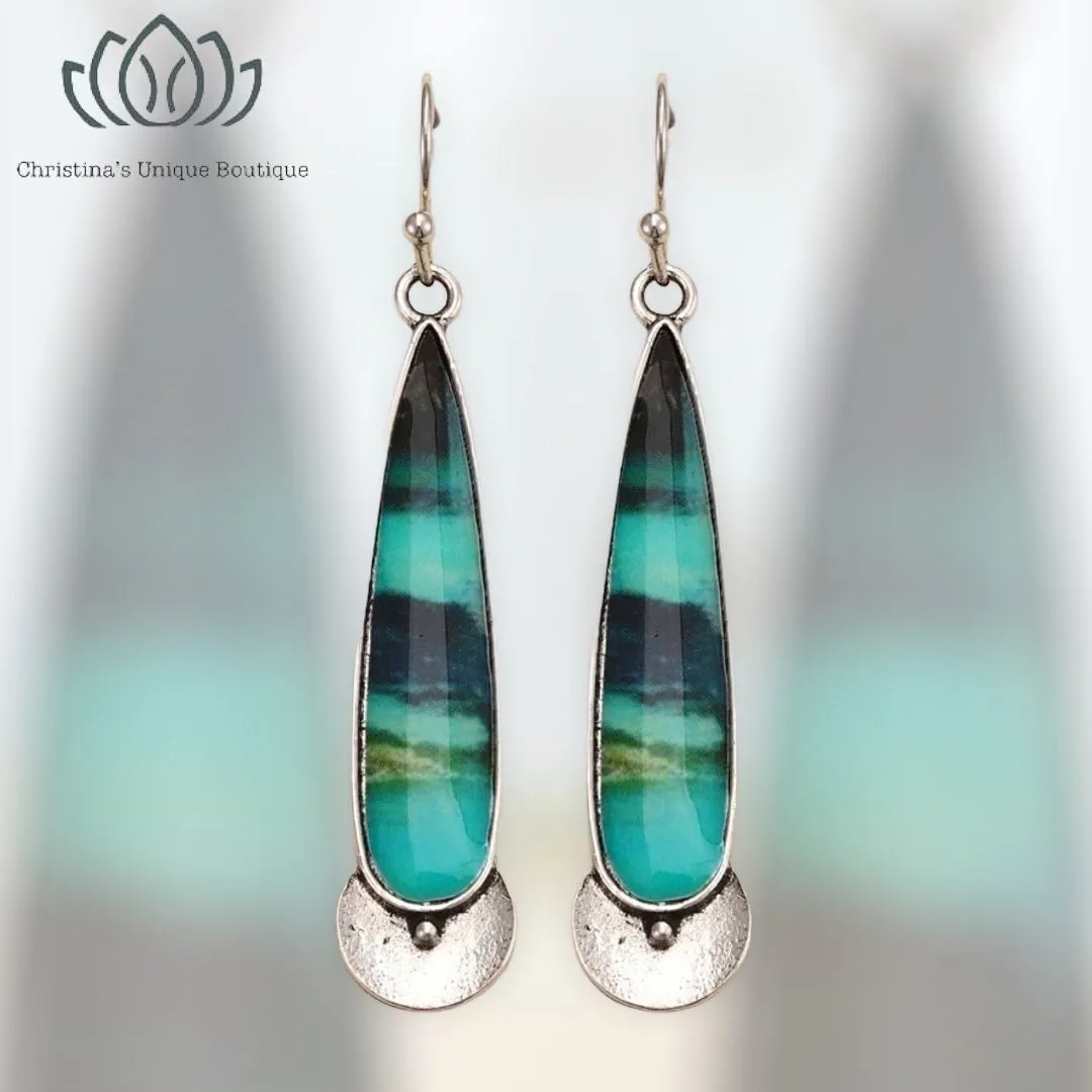 Turquoise inspired water drop  shaped dangle earrings