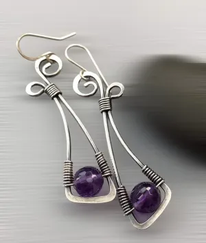 Unique vintage inspired purple decor dangle earrings.