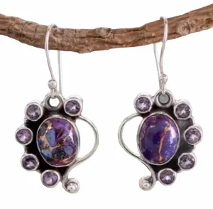Vintage style purple turquoise inspired dangle earrings.