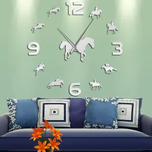 wall clocks horseriding interior wallsticker frameless equestrian clock ✈️ free.shipping