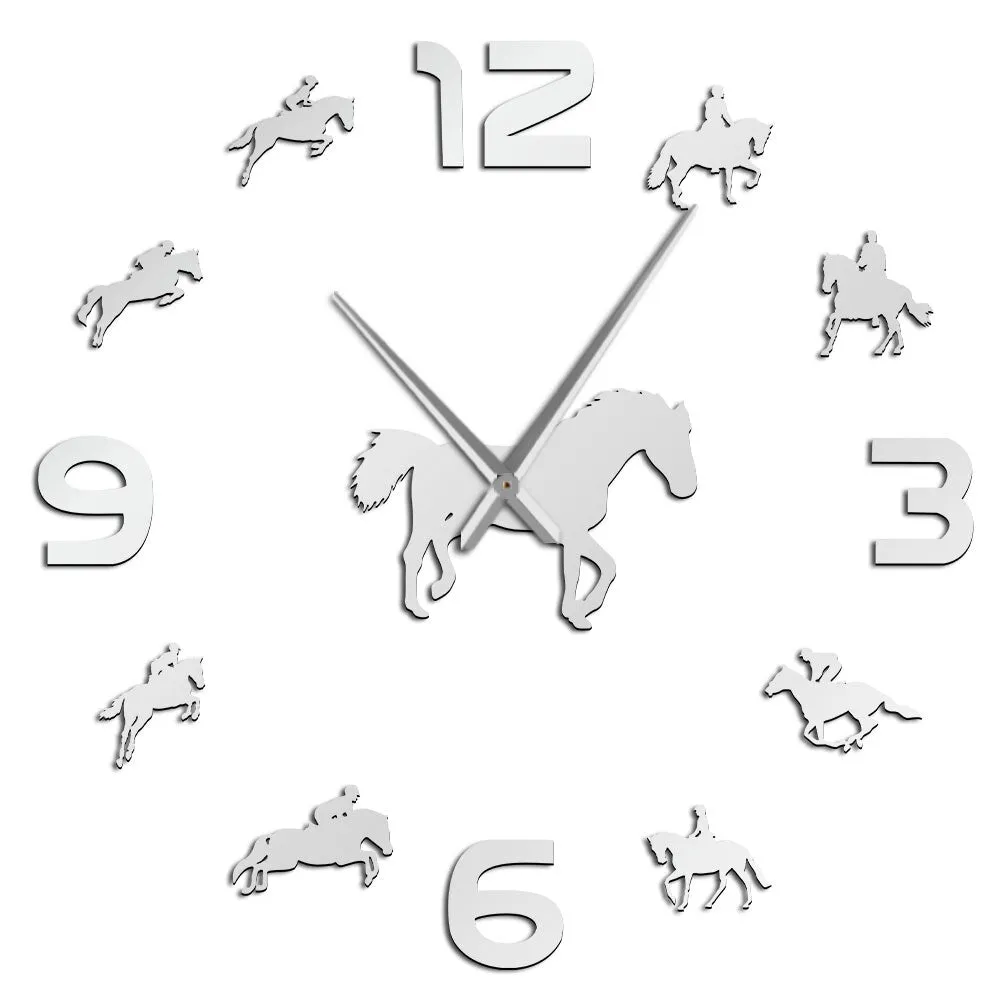 wall clocks horseriding interior wallsticker frameless equestrian clock ✈️ free.shipping