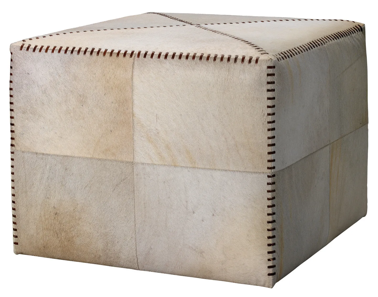 White Hide Ottoman, Large