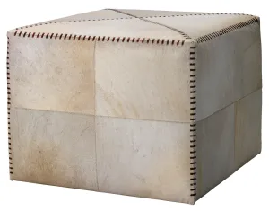 White Hide Ottoman, Large