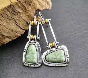 Wonderful geometric style turquoise dangle earrings
