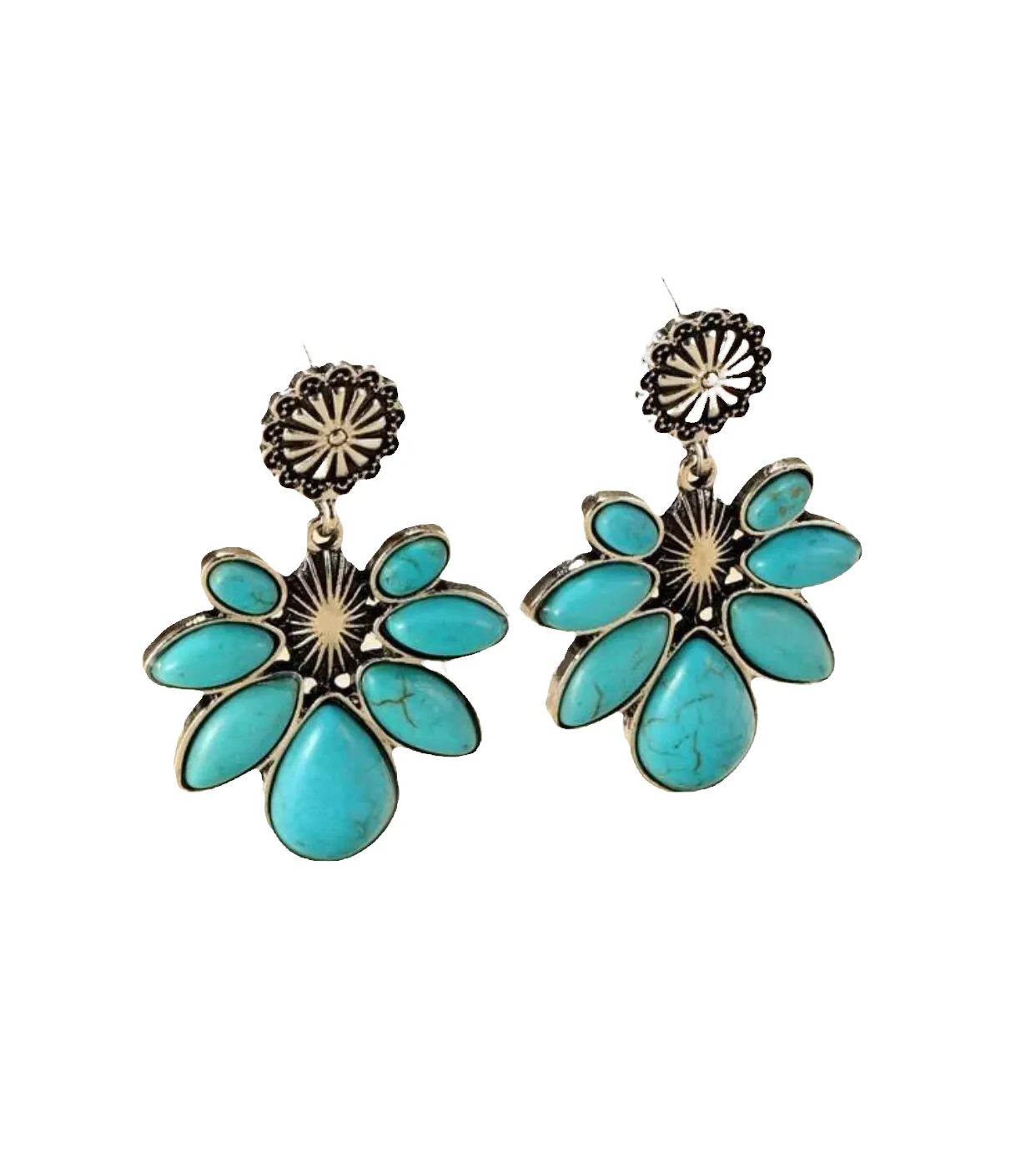 Wonderful turquoise decor drop earrings