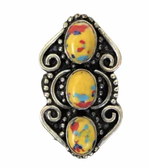 Yellow turquoise statement ring. Size 9.